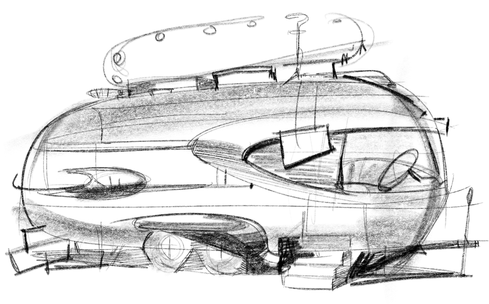 Sign and shell · Comparing the roof sign against a tapered body.