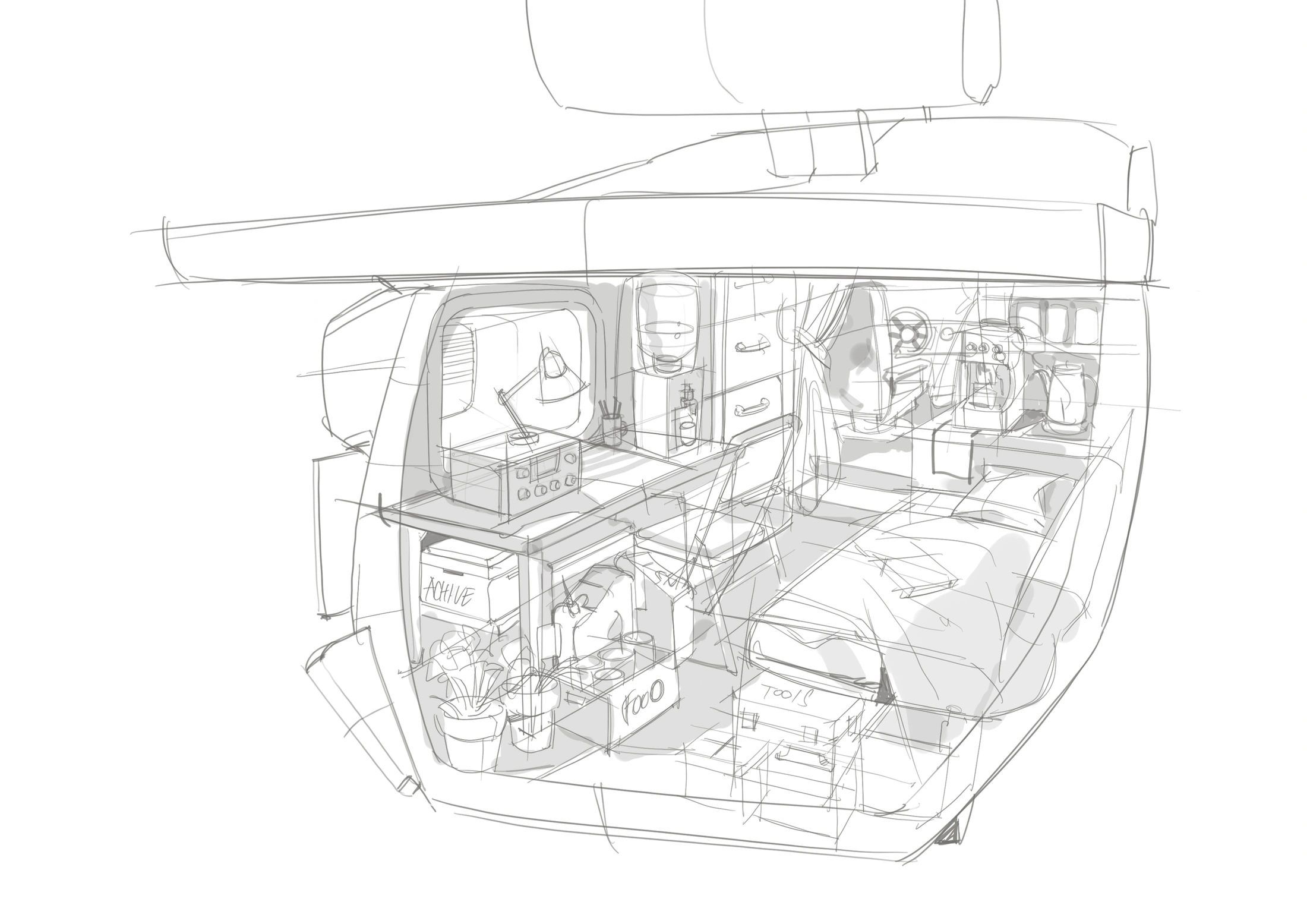 Interior layout drawing · Shawn Wang.