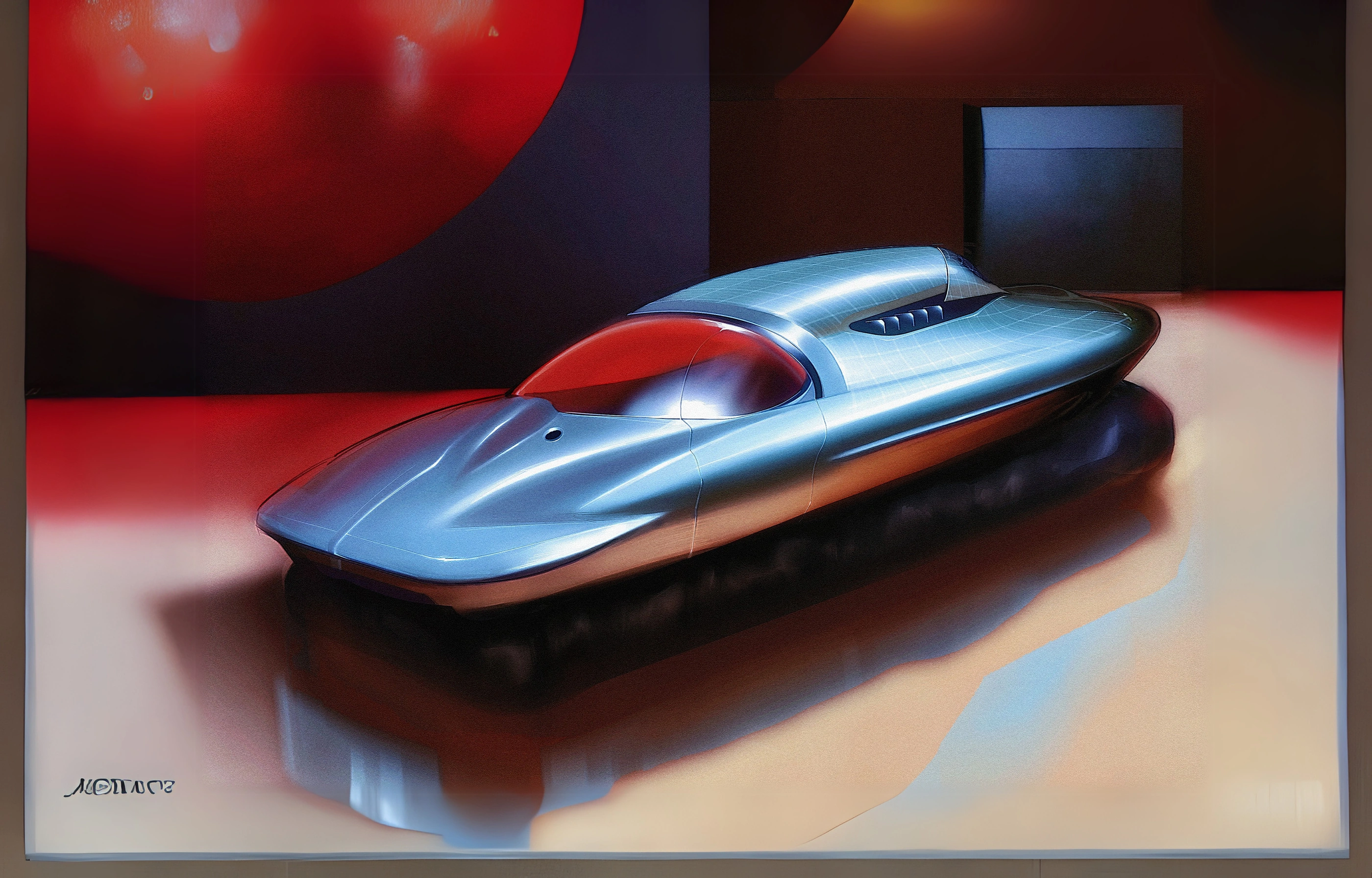 Water-route direction · Soft surfaces and a rounded hovercraft body, before the sharper selected form.