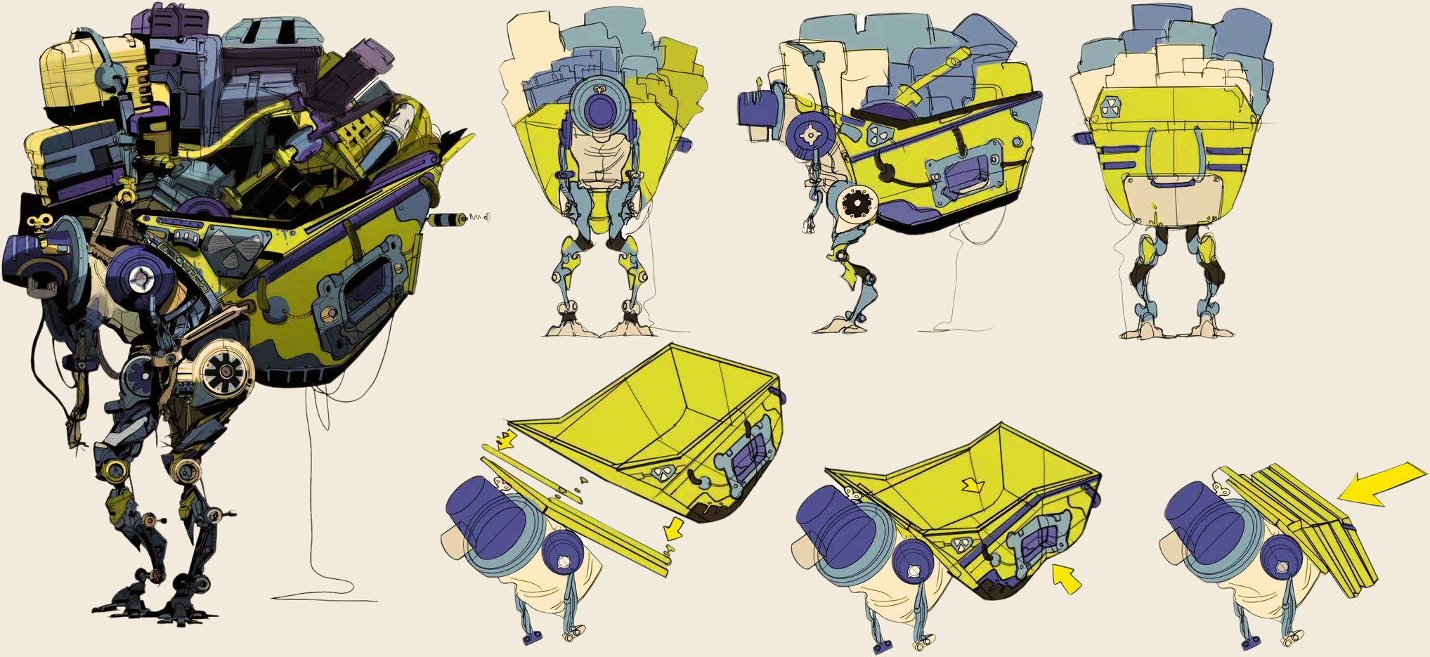 Mule · Cargo hauler and folding container. Side walls open to expose the cargo bed.